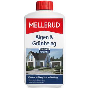 Mellerud Grünbelagentferner 2001000110, Algen Entferner, Konzentrat für 200m², für Stein- und Holzflächen, 1 Liter
