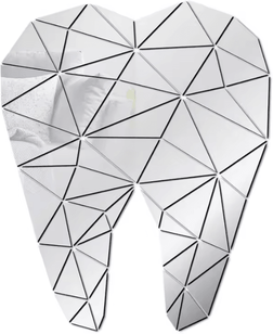 Inspire Curations 3D Tooth Shaped Acrylic Mirror Wall Sticker For Dental Clinic Decor 031 silver 58cmx72cm