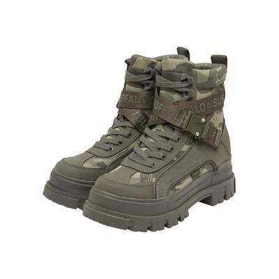 Stiefel BUFFALO "Buffalo ASPHA COM - VEGAN NUBUCK", Damen, Gr. 40, grün (khaki), Polyurethan, unifarben, Schuhe Stiefel
