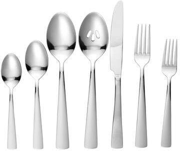 Lorren Home Trends 42 Piece Stainless Steel Flatware Set, Service for 8, Dishwasher Safe