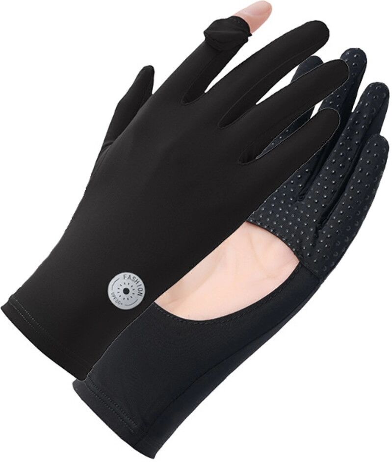 INF Eisseide UV-Schutz Touchscreen-Handschuhe – 1 Paar, Atmungsaktiv, Kühlend, Schweißabweisend, Winddicht Schwarz