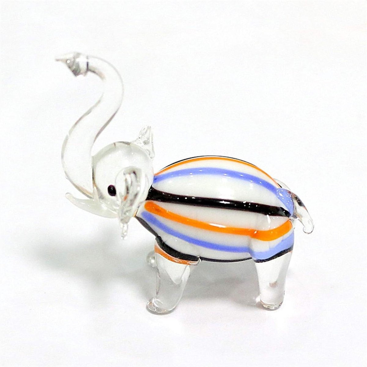 Glazen Olifant Beeldje - Handgemaakt Murano Glas - Zwart - 4 cm