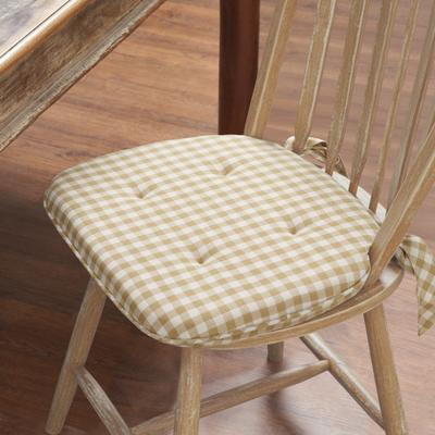 VHC Brands Golden Wheat Gingham Cotton Chair Pad