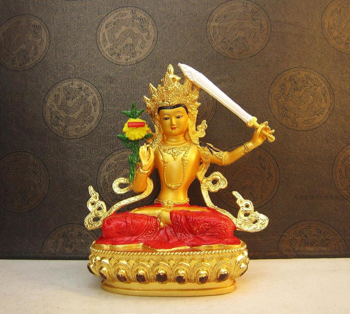 Koperkleurig Boeddha Beeldje voor op tafel - Tibetaans Boeddhisme Zen Decoratie - Hoogte: 14,8 cm
