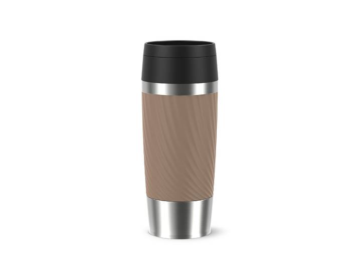 Thermobecher EMSA Travel Mug Classic Twist , braun, B:8cm H:20,4cm Ø:8cm, Edelstahl, Kunststoff, Silikon, Trinkgefäße, Thermobecher, 0,36 Liter, Comfort-Schraubverschluss, Quick-Press, auslaufsicher