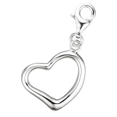 Charm Herz JOBO "Anhänger Herz", silber (silber 925), Charms, Damen, Silber 925 (Sterlingsilber), 925 Silber
