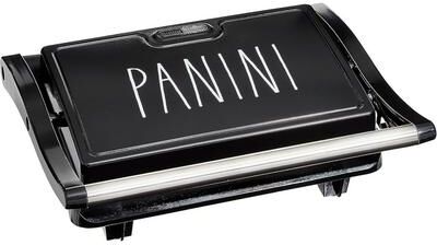 Rae Dunn Panini Maker 750 Watt 2-Slice Press Grill with Indicator Lights Opens 180 Degrees Double Sided Heating Non-stick