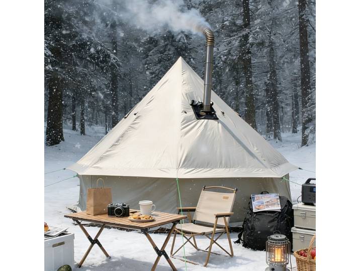 Tente cloche yourte utilisable pour toute l'année dans 4 saisons : tente chaude étanche polyvalente avec sol amovible et cric de poêle – Idéal pour la famille