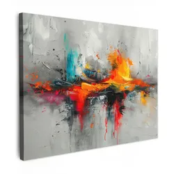 LEINWANDBILD Moderne Kunst - Orange - Grau - Abstrakt Wandbild 40x30 cm