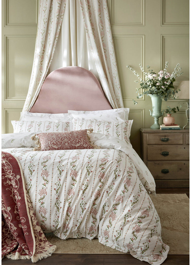 Historic Royal Palaces Bedding Pink King Duvet Cover Set + 2 Standard Pillowcases