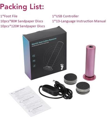 Inspire Essentials Electric Foot File Callus Remover With Adjustable Speed And 20 Sandpaper Discs pink