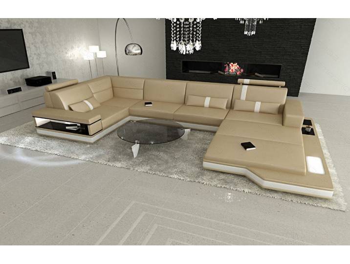 Sofa Messana U-Form in Leder