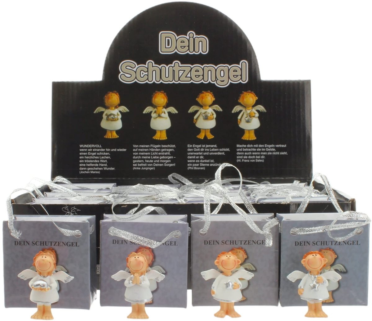 Handbeschilderd beschermengel decoratiebeeldje Golden Crown in wit-zilver