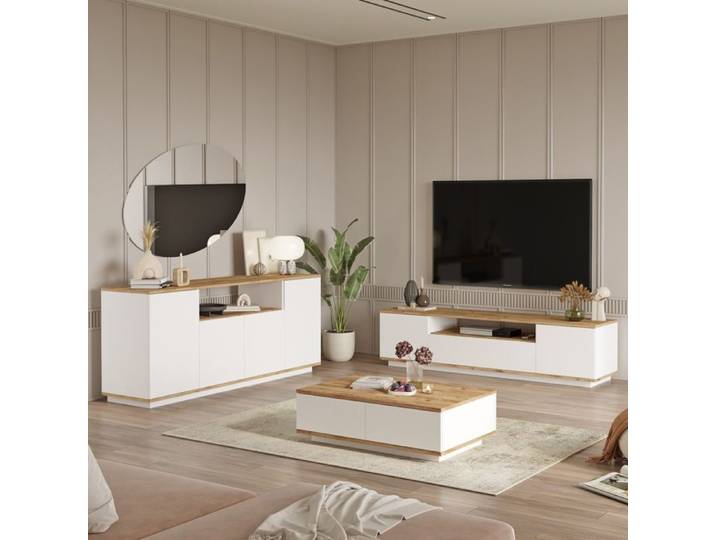 Ensemble de Meubles de Salon Robella Dmora en Bois Reconstitué Chêne Nœuds