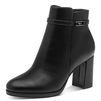 Ankleboots TAMARIS, Damen, Gr. 39, schwarz, Lederimitat, Schuhe Ankleboots, Stiefelette mit Zierschnalle, in veganer Verarbeitung