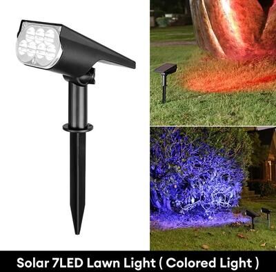 Outdoor Solar Garden Lights Ultra Bright 7LED Solar Light Spotlights, Outdoor Landscape Wall Light, Waterproof Adjustable Lawn Garden Yard Lighting rgb