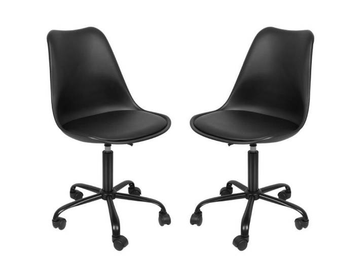 Chaise de bureau à roulettes tulipe en PP noir - Viyiduo - Lot de 2 - Contemporain - Design - Intérieur