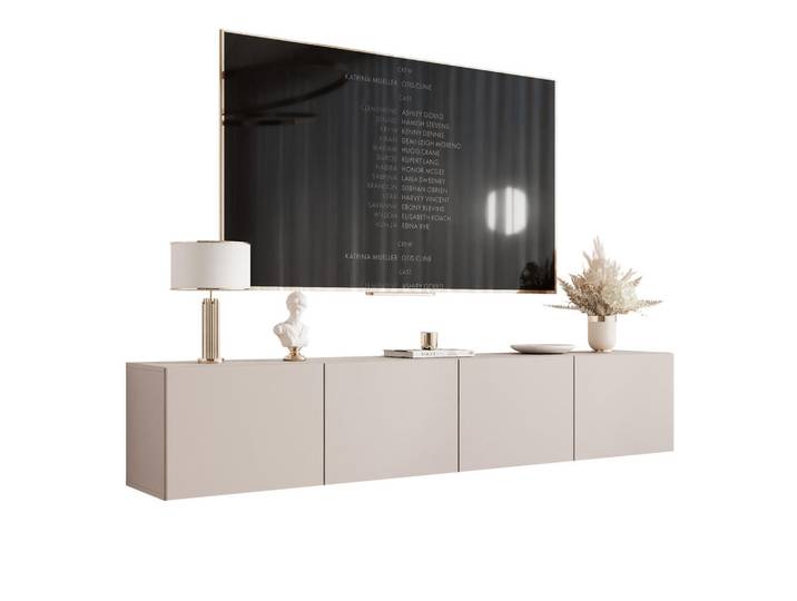 Idohome Tv-Lowboard kaschmir, hängend mit LED-Beleuchtung, Kaschmir, Rechteckig, 200x36x40 cm, Wohnzimmer, TV Möbel, Lowboards, Lowboards stehend