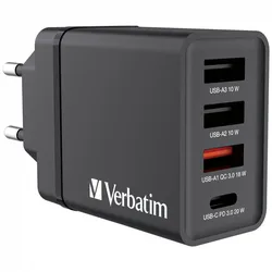 verbatim 30W 3x USB-A, USB-C Ladegerät, schwarz