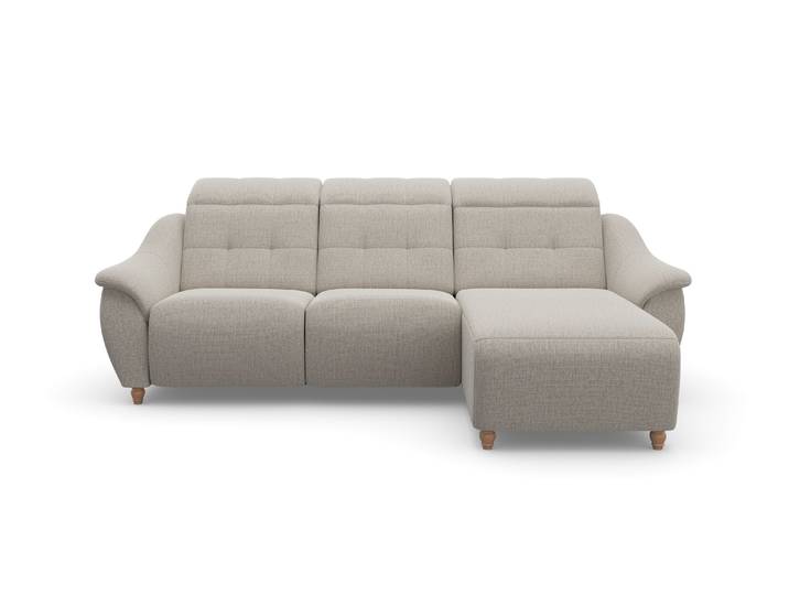 Ecksofa, Struktur, Beige, 254×170 cm, Kopfteilverstellung & Relaxfunktion, Klassisch, Home-affaire