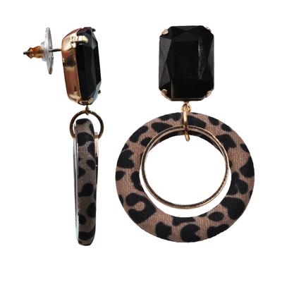 Paar Ohrstecker FIRETTI "Schmuck Geschenk Leo-Ohrstecker", braun (gelbgoldfarben, beige, schwarz), Ohrringe, Damen, Kunststoff Metall Textil, Kunststoff, Metall, Textil