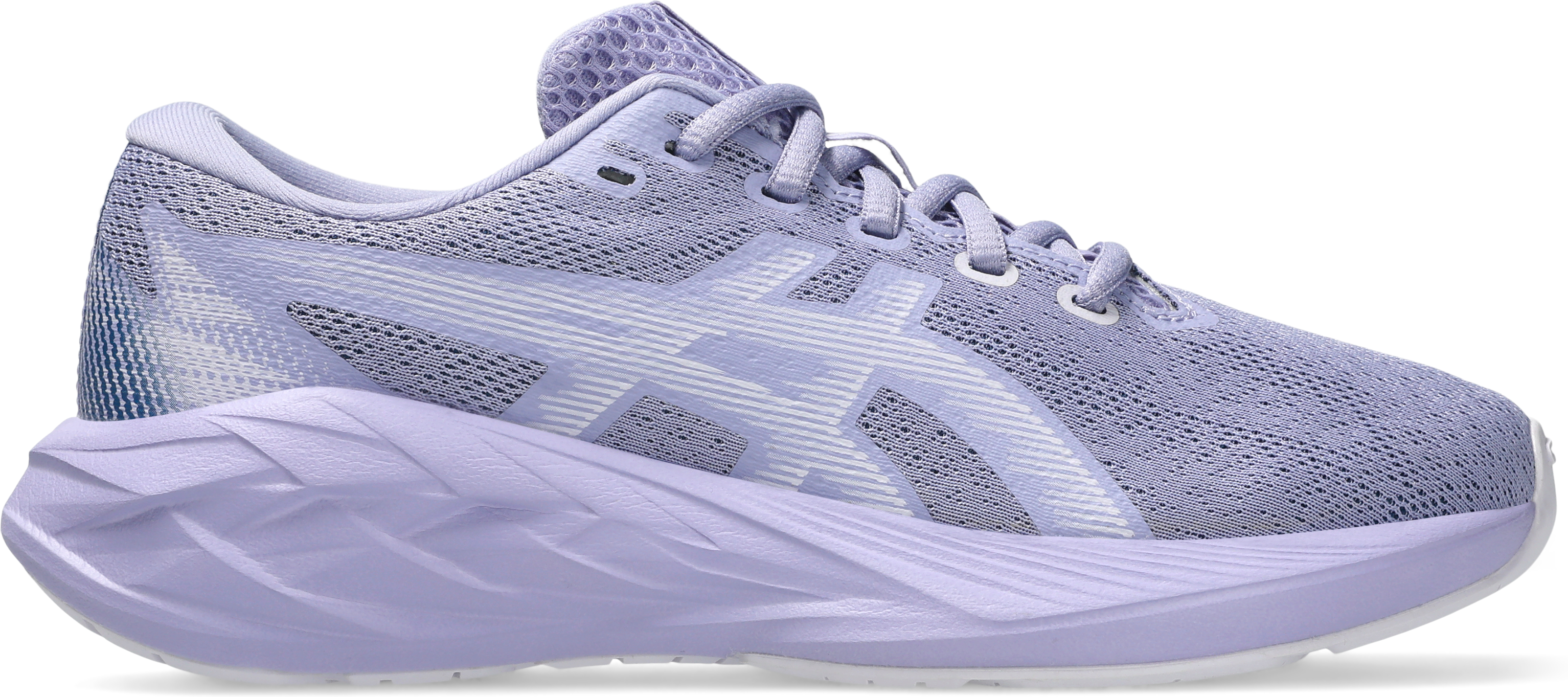 Laufschuh ASICS "NOVABLAST 5 GS", Jungen, Gr. 37, lila (blaubell, lila hint), Synthetik, Schuhe Laufschuh, pour enfants et adolescents blaubell, lila hint 37