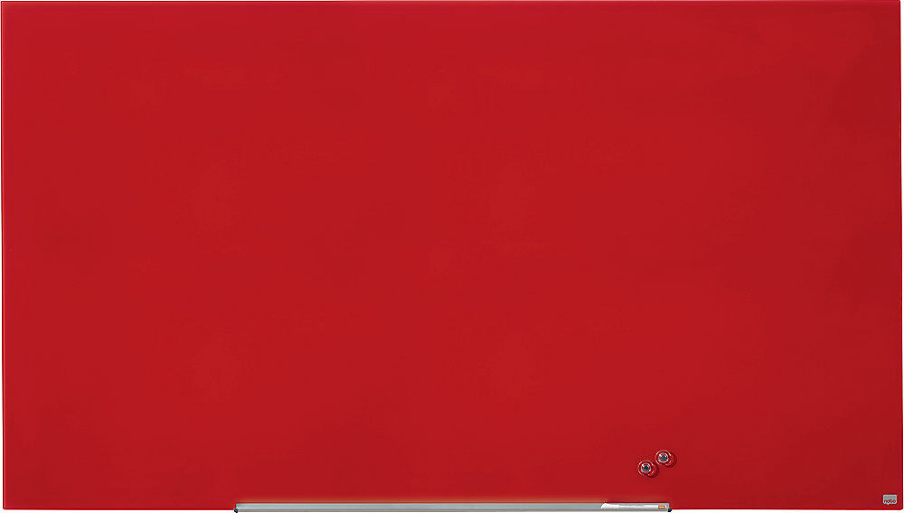 Glas-Whiteboard WIDESCREEN, rahmenlos, 85'' - BxH 1883 x 1059 mm, rot nobo