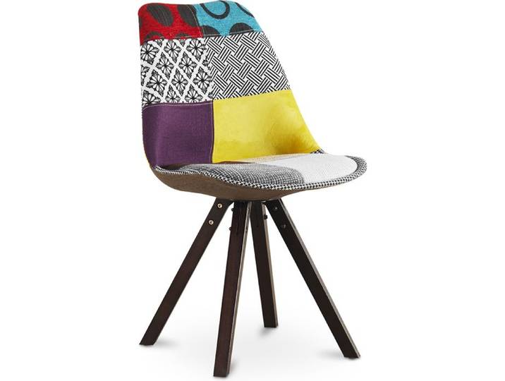 Chaise à manger Brielle design scandi rétro pieds foncés - multicolore premium - Patchwork Jay Multicolore