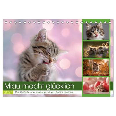 Miau macht glücklich (Tischkalender 2027 DIN A5 quer), CALVENDO Monatskalender