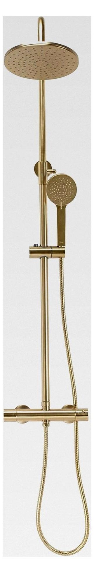 Duschsäule mit Thermostat PAROT BRUSHED GOLD Messing-Duschsystem für Badezimmer (Gold)