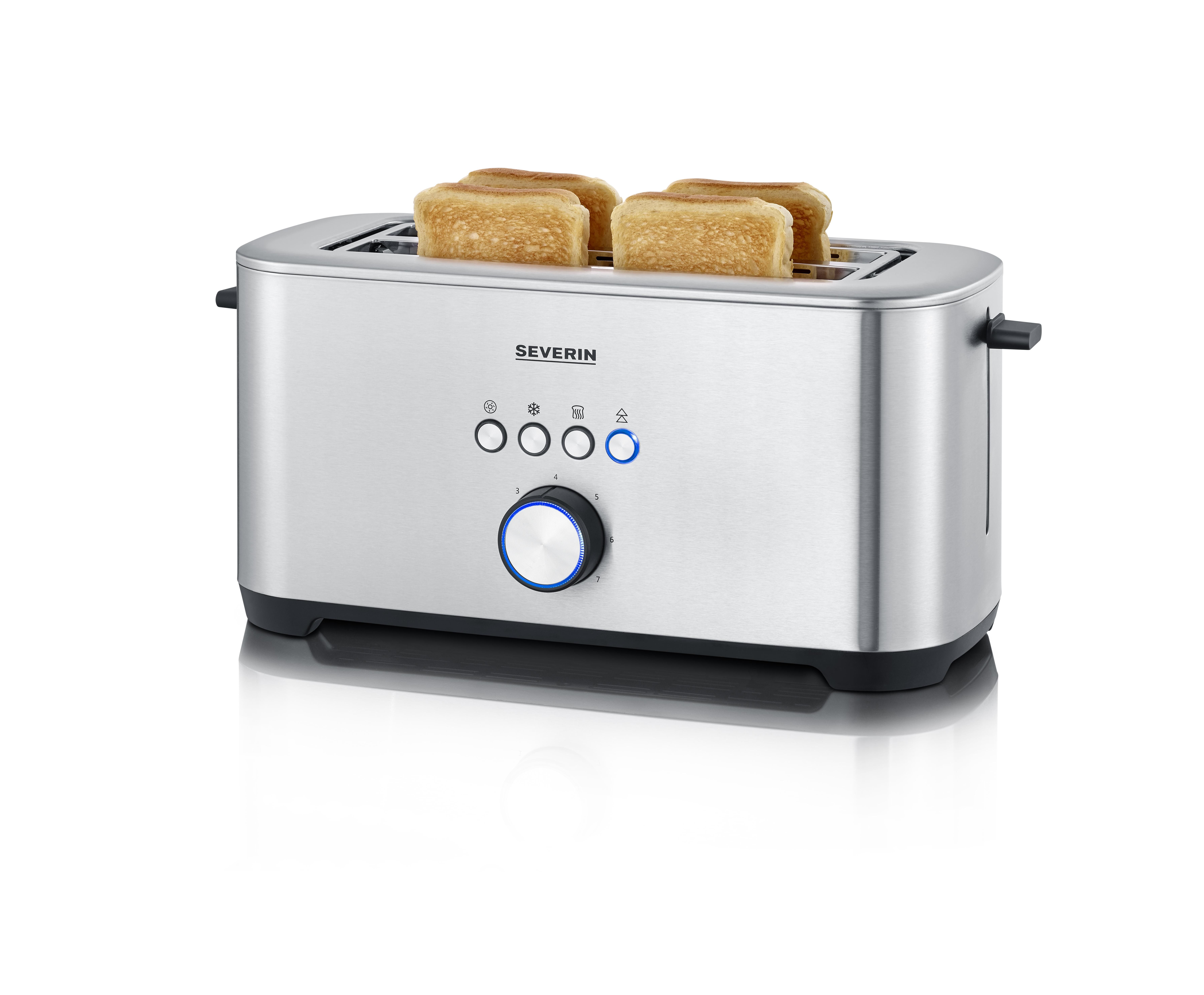 Severin AT2621 Toaster 1400 W 4 Scheibe(n) 7 Stufen (Schwarz, Edelstahl) AT 2621