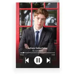 Einladungskarte Geburtstag: Musikapp mit Fotos in Schwarz