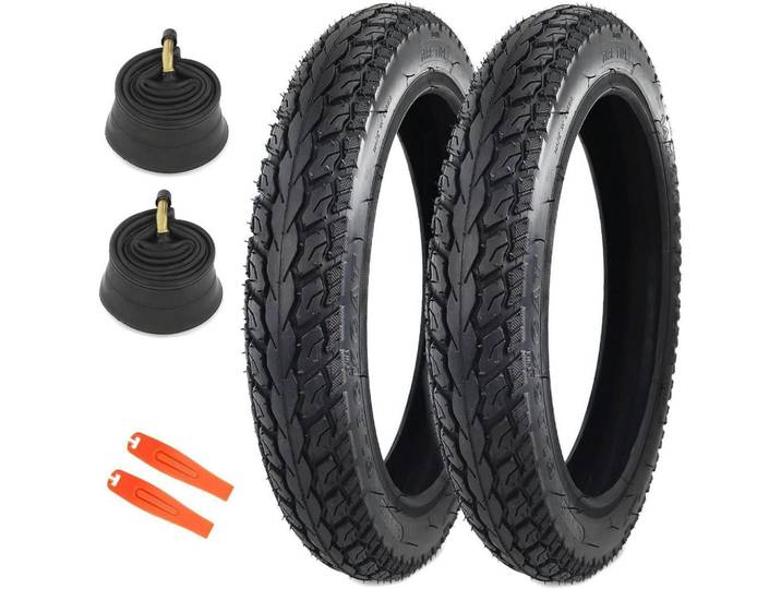 Fahrradreifen 2er-Set 14 Zoll mit Schläuchen und Reifenhebern, Schwarz, Kunststoff, 35.6x5.4x35.6 cm, Freizeit & Co, Sport & Fitness, Fahrräder, Fahrradzubehör