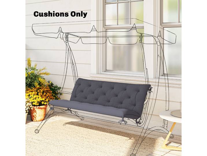 Outsunny Coussin Banc Jardin 3 Places Gris