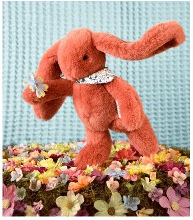 Lapin Fleurette : Peluche Lapin orange 25 cm - Doudou et compagnie