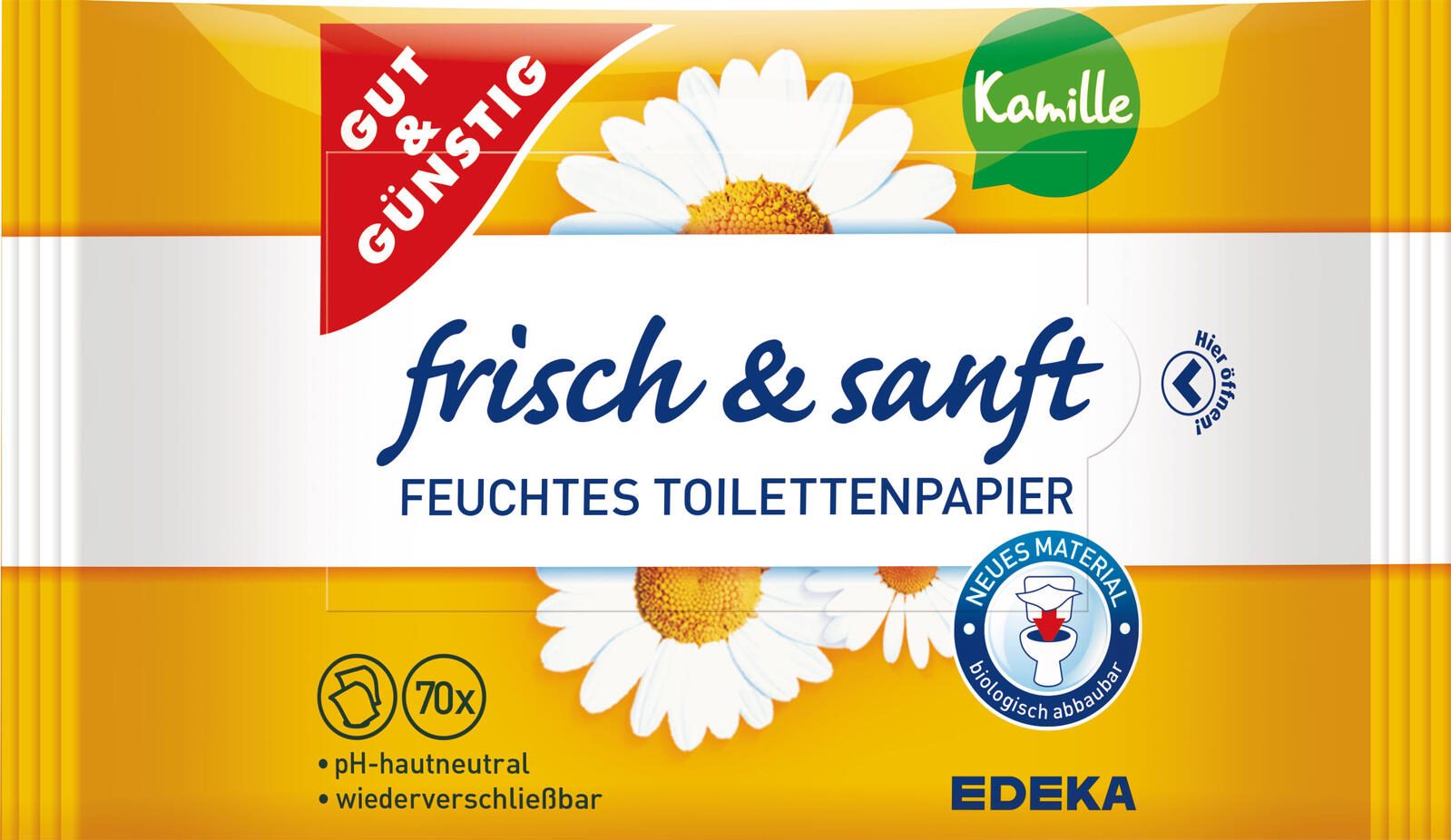 GUT&GÜNSTIG Feuchtes Toilettenpapier frisch & sanft 1-lagig 4192648006