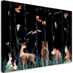 WANDBILD waldtiere hirschbär fuchs