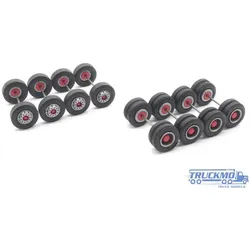 Scaletrucks 4x Radsatz grau/rot für Zugmaschine montiert ST-0462
