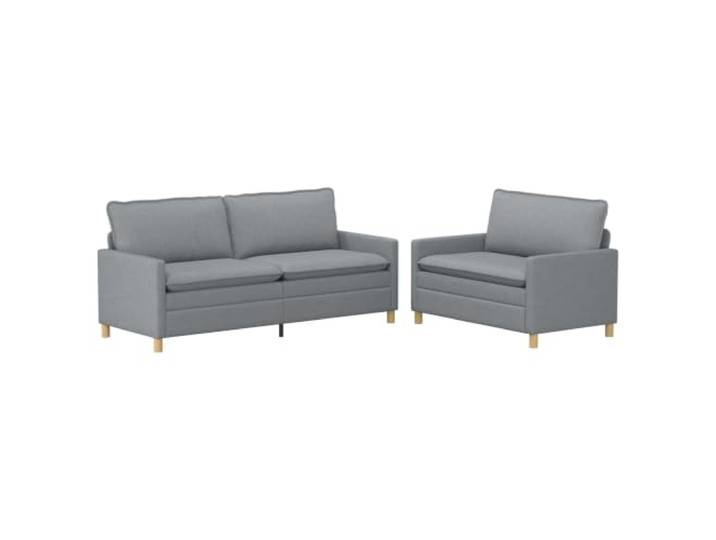 PUGYNBK Modernes Sofa aus hellgrauem Stoff, 2-teilig, Metallgestell Verschleißfester weicher Stoff, gepolsterte Rückenlehne, flache Armlehnen, Bezüge mit Reißverschluss, feste Metallbasis