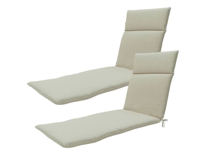Liegen-Auflagen 2er-Set natur, Polsterauflagen wasserabweisend, beige, 190 x 60 cm