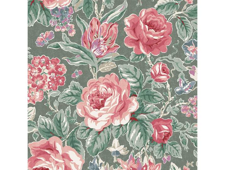 Laura Ashley Vliestapete Wildrosen 1000x52cm, Grün, Papier, Kunststoff, Orientalisch, Rechteckig, 52x1000 cm, Tapeten & Wandverkleidungen, Vliestapeten