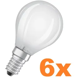 6er Sparpack OSRAM E14 SUPERSTAR LED Tropfen RETROFIT Leuchtmittel matt dimmbar 2,8W wie 25W warmweißes Licht