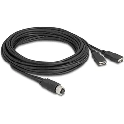 Delock M12 Kabel A-kodiert 8 Pin Buchse zu 2 x USB 2.0 Typ-A (5 m, USB 2.0), USB Kabel