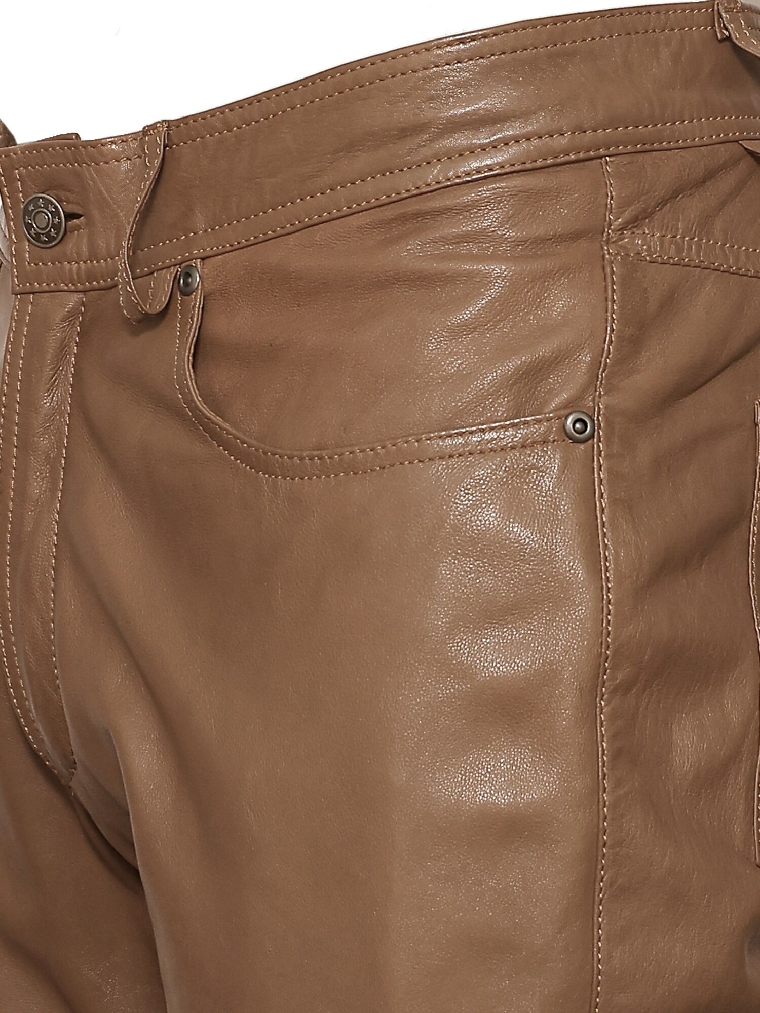 Lederhose JCC "Lederhose 31020354", Herren, Gr. 50, EURO, braun (cognac), Obermaterial: 100% Lammnappaleder LANA., Hosen Lederhose