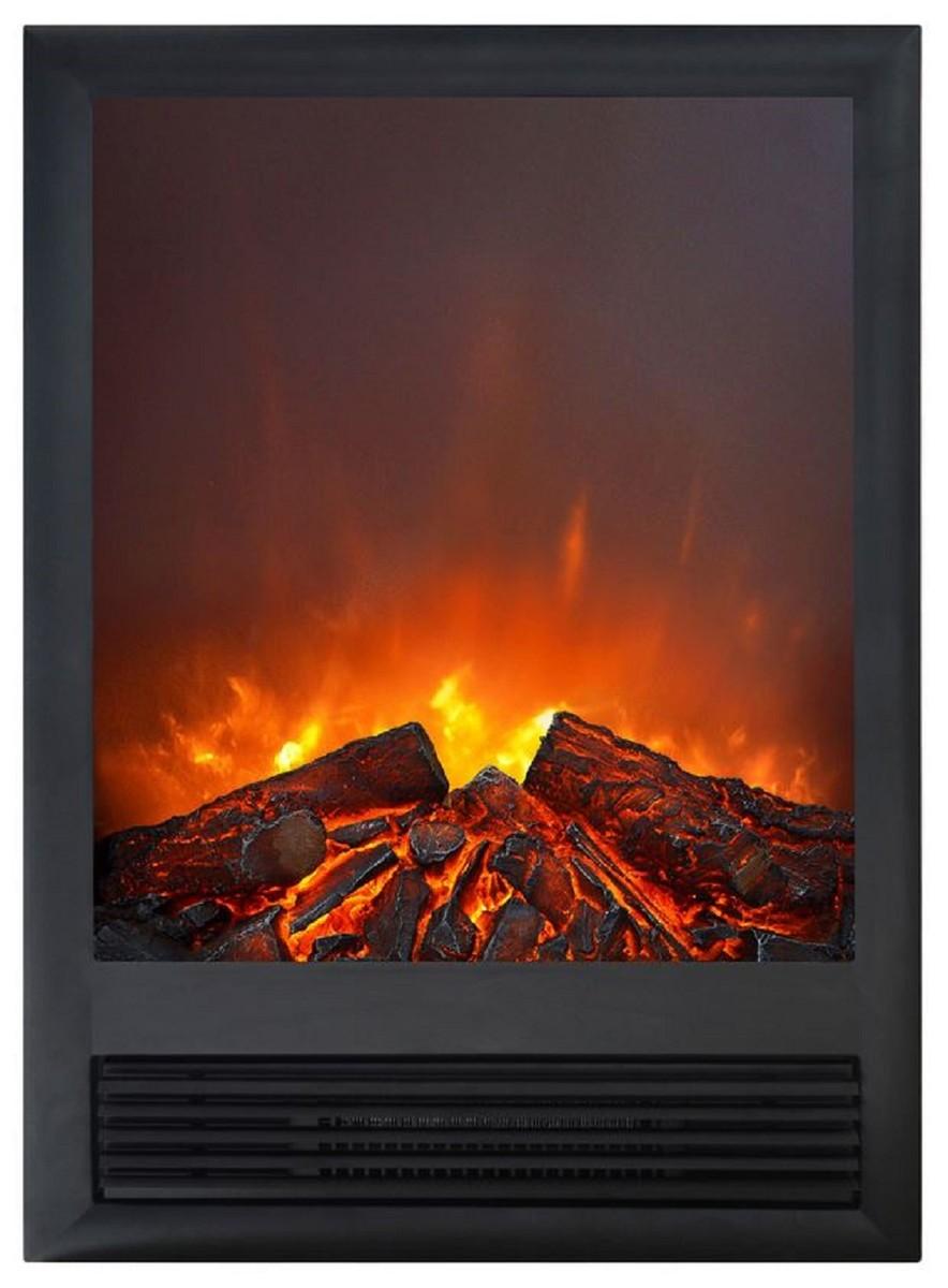 Casa Padrino Luxus Elektro Einbaukamin Schwarz 47 x 20,5 x H. 66,5 cm - Wohnzimmer Deko LED Kamin mit Fernbedienung - Wohnzimmer Möbel - Luxus Möbel - Luxus Elektro LED Einbaukamine