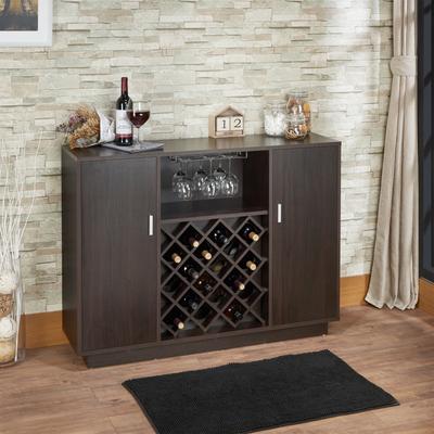 CDecor Bart Espresso 2-door Rectangular Wine Cabinet with Steamware Rack