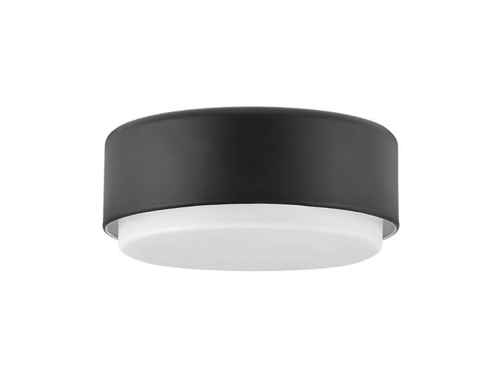 Plafonnier Acier, Verre Opalin Noir