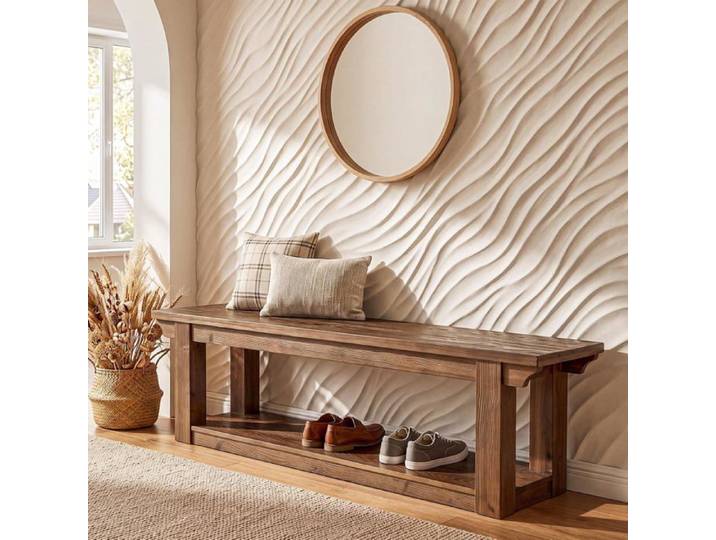 Banc en Bois Little Tree 160×35×45 cm Banc de Pied de Lit à 2 Niveaux Pour Entrée Chambre Salon Marron