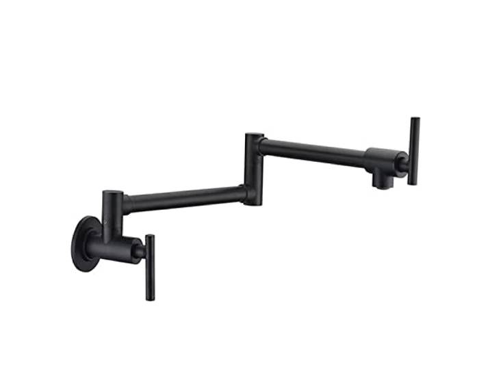 Küchenarmatur, Einfüllhahn Faltbarer Küchenarmatur Single Cold Sink Tap Drehen Klappauslauf Chrom Messing Kran zur Wandmontage(3)