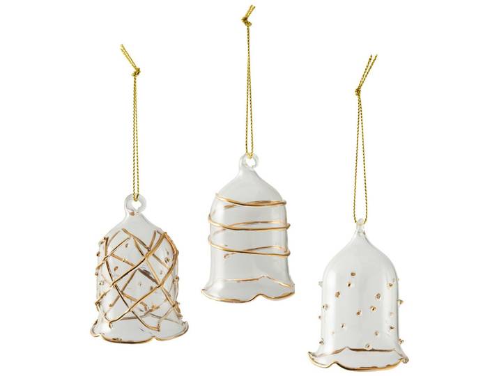 GLASGLOCKEN Winter Collage Accessoires gold 19,5 x 19,5 x 18,5 cm 3er Set